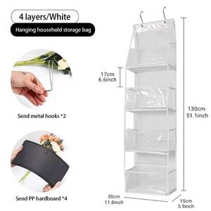 lot 66719 image: Door Hanging Organizer with 4 Pockets  for Shoes Purse and Toys No-Drill WHITE