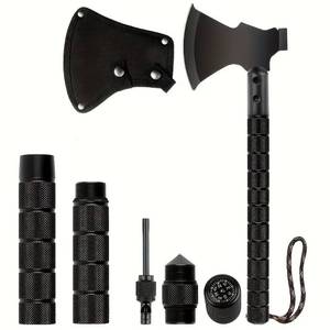 lot 85591 image: NEW Survival and Camping Axe Tomahawk with multi tools fire starting and more. (I.D. REQUIRED FOR PICK UP 18 OR OLDER)