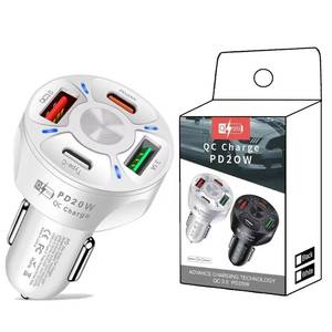lot 85598 image: GAN 20W PD Fast Car Charger 4-Port USB-C Adapter for iPhone 16 15 Samsung WHITE