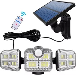 lot 85605 image: Solar Motion Sensor Security Light - 122 LED 3-Head 270° Wide Angle