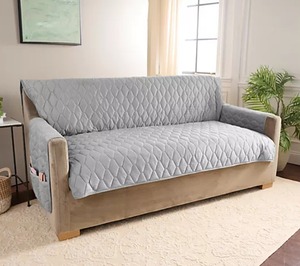 lot 85606 image: SureFit Miracle Mink Waterproof Furniture Cover 3-Seater Grey