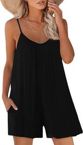 lot 85620 image: Womens Casual Sleeveless Jumpsuit - Black Stretchy Shorts Romper XL