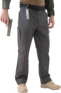 lot 85624 image: NEW Mens Stretch Tactical Cargo Pants Water Resistant Hiking Work Pants Large RETAIL $50 GREY