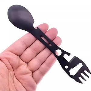 lot 85631 image: NEW 10 in 1 Stainless Steel Multi Tool Camping Spork Fork Spoon Bottle Opener