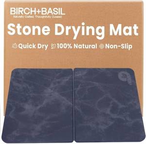 lot 85632 image: NEW Birch Basil Stone Drying Mat Foldable 15.7 x 23.6, Black Dish Drying Mat
