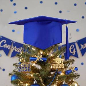 lot 67697 image: Gersoniel Graduation Cap Tree Topper Graduation Cap Decorations with Fabric Tassels Suitable for Grad College High School Indoor Outdoor Trees Decor Gift(BLACK)