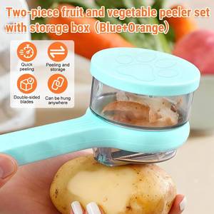 lot 67699 image: 2026 New Kitchen Special Fruit Peeler with Box Storage,Stainless steel double sided storage peele with Catcher Peeler with Storage Bucket,Apple Peeler, Carrot Peeler, Orange Peeler (green)