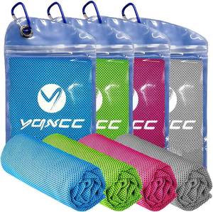 lot 67729 image: YQXCC Cooling Towels  4 Pack 40x12  Cool Cold for Neck and Face  Microfiber Soft Breathable Chilly  for Sport, Yoga, Golf, Gym, Camping, Running, Workout & More Activities