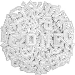 lot 67733 image: 104 Pcs Iron on Letter Patches Alphabet Embroidered Patch A-Z for Clothing Jacket Backpacks Hat Jeans DIY Accessories Ect (White)