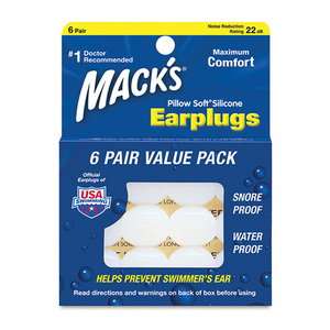 lot 67749 image: Macks Pillow Soft Silicone Earplugs - 6-Pairs