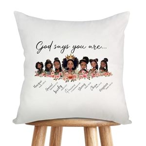 lot 67755 image: OUZ African American Throw Pillow Cover, Black Women Pillowcase Inspirational Gift, Christian Gifts Couch Bed Home Decorative, Proverbs 3125 Make Yourself a Priority (God says, 18x18Inch)