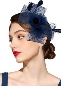 lot 67798 image: Kidukso Womens Fascinators Feathers Tea Party Hat Veil Headband Derby Hats Headpiece for Cocktail Church Wedding