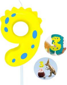 lot 67837 image: Number Birthday Candles( 7 Candle Yellow) Dinosaur Shape Number Happy Birthday Cake Candles for Dinosaur Birthday Party Decoration Reunions Theme Party