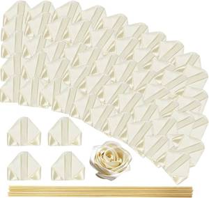 lot 67850 image: 315pcs Ribbons Roses Kit, Premade Satin Ribbon Rose Petals Half Finished with Flower Stalks, Ramo Forever Floral Rosas Eternas for DIY Wedding, Birthday, Anniversary (Cream White)