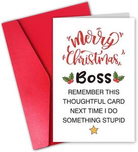 lot 67857 image: Funny Boss Christmas Card, Merry Christmas Card for Boss, Hilarious Xmas Card for Boss Lady from Group, Next Time I Do