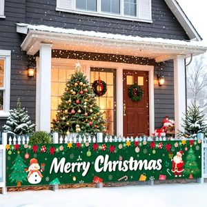 lot 67886 image: Merry Christmas Banner Set, 118x19.6 Large Christmas Fence Banner for Yard Garden Porch Decorations