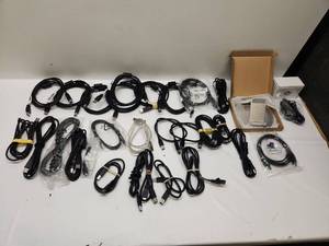 lot 29 image: OMOTON Portable Laptop Stand with Cables Chargers Accessories Lot