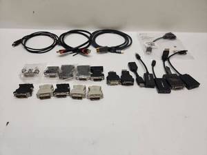 lot 40 image: Video Cable and Adapter Assortment HDMI DVI DisplayPort USB