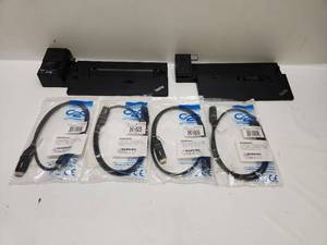 lot 64 image: Lenovo ThinkPad Docking Station Lot with HDMI Cables