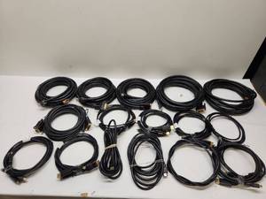 lot 90 image: Lot of 16 HDMI and DVI Video Cables Mixed Lengths