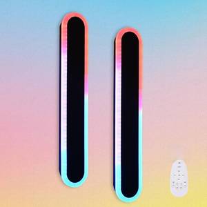 lot 20148 image: TODOLUZ 2-Pack 48-Inch RGB Dimmable Outdoor Wall Sconce Lighting, IP65 Waterproof 30W Exterior Long Linear Porch Wall Light Fixture with Remote Control - Retail $299