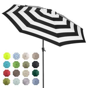 lot 20157 image: Tempera 10ft Patio Market Outdoor Table Umbrella with Auto Tilt and Crank, Large Sun Umbrella with Sturdy Pole & Fade Resistant Canopy, Easy to Set, Black White Stripe - Retail $70