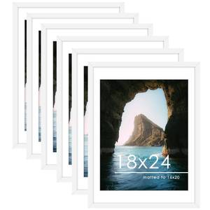 lot 20164 image: PEALSN 18x24 Poster Frame Set of 6, Wall Mount Display, White - Retail $58