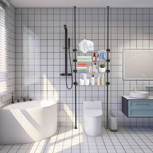 lot 20181 image: Starbover Over The Toilet Storage Shelf, 4-Tier Bathroom Organizers and Storage, Bathroom Space Saver with Adjustable Rack Metal, Black - Retail $69