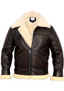 lot 20199 image: MARCO ENZOLANI B3 Bomber Jacket Aviator Real Shearling Bomber Jacket Winter (B3 Ginger - 3XL) - Retail $259