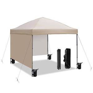 lot 20201 image: 10x10 Pop Up Canopy Tent with 2 Sidewalls, Easy Up Canopy Outdoor Party Sun Shade Tent for Outdoor Events with Carry Bag and 4 Sand Bags - Retail $119