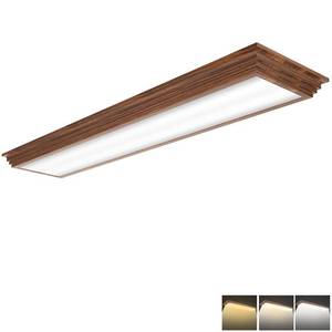 lot 20202 image: FAITHSAIL 4FT LED Light Fixture with 3000K4000K5000K CCT Selectable Dimmable 4 Foot LED Linear with Wooden Look 50W 5500LM Flush Mount Ceiling Wraparound for Kitchen, Bedroom, Laundry - Retail $86