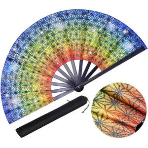 lot 20228 image: Aphlos 1PC Large Decorative Folding Hand Fan 13 Folded 25 Open, Eye-Catching for Festivals, Parties, Drag Shows, Cosplay, Pride, Dance Performances, Durable Plastic Ribs and Nylon (Prism) - Retail $7