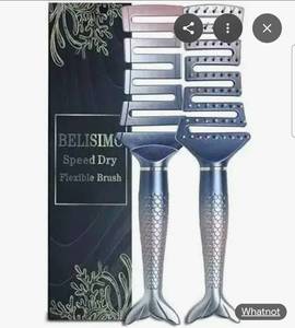 lot 20233 image: Unique Design Wet Detangling Speed Dry Hair Brush. Vented Design & Ultra Soft Bristles with Fishtail - Retail $0