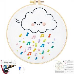 lot 20240 image: Crafmanoe Cute Embroidery Kits for Beginners Adults, Hand Embroidery Starter Kits, Stamped Cross Stitch Kits for Beginner Adult Craft Kits for Women, Entire Set of Embroidery Supplies & Video Tutorial set of 3 - Retail $24