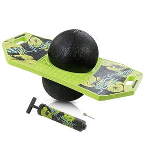 lot 20247 image: Flybar Pogo Trick Ball for Kids  Trick Board for Boys and Girls Ages 6 and up  Green - Retail $40