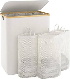 lot 20257 image: Hampers for Laundry Basket with Lid, 145L Large Laundry Hamper 3 Section - Retail $40