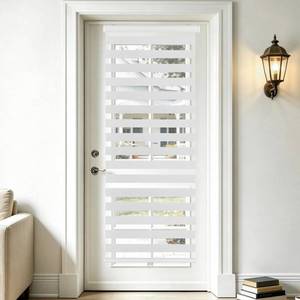 lot 20277 image: SEEYE Cordless Zebra Blinds for Window, French Door Blinds Free-Stop Roller Window Shades with Valance 50 W x 64 H, 95% Blackout Window Treatment Sheer Blinds & Shades Easy to Install, White - Retail $47