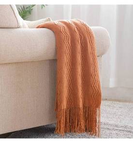 lot 20291 image: BOURINA Almond Throw Blanket 50x60Inch Boho Knitted Soft Throw Sofa BlanketKnitted Throw Blanket 50x60 Inches, Soft Lightweight Boho Weave Throw Decorative Couch Blanket for Living Room Bedroom Chair - Retail $0