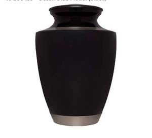 lot 20292 image: Cremation Urn by Liliane - Funeral Urn for Human Ashes - Hand Made in Brass - Suitable for Cemetery Burial or Niche - Large Size fits remains of Adults up to 200 lbs - Ocean Blue Model (Black) - Retail $119
