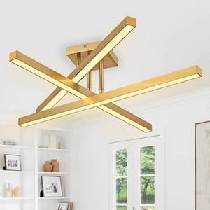 lot 20319 image: WINSHEN Modern Gold LED Ceiling Light Fixture, Rotatable Design 3000K White White Flush Mount Ceiling Lighting Lamp for Dining Room Kitchen Bedroom - Retail $116