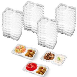 lot 20336 image: VTMCUI 20 PCS Snack Containers with Lid, Leakproof Dipping Containers with 2 Compartments,Reusable Snack Pack Containers, Portion Control Condiment Container - Retail $22