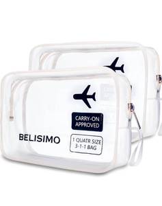 lot 20341 image: TSA Approved Clear Travel Toiletry Bag with Zippers Carry-on Travel Accessories Airport Airline Compliant Quart Size Toiletries Cosmetic Pouch Makeup Bags for Mens and Womens 3-1-1 Kit. 2pcs - Retail $13