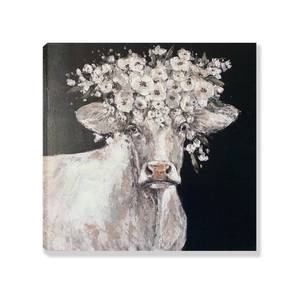 lot 20408 image: RICHSPACE ARTS Cow Pictures Wall Decor Rustic Farmhouse Canvas Wall Art Farm Animal Paintings for Kitchen 16x16 - Retail $26