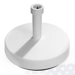 lot 20410 image: FRUITEAM 49lb Capacity Fillable Umbrella Base, SandStone Filled Heavy-Duty Patio Umbrella Stand Outdoor Weight Base for Garden, Lawn, Deck, Poolside, White - Retail $70