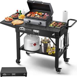 lot 20414 image: Leteuke Grill Cart for Blackstone Griddle, Portable Outdoor Grill Table - Retail $130