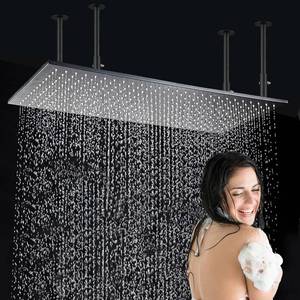 lot 20415 image: Rain Shower Head 16x32 Stainless Steel Rainfall Showerhead,Black Square Bathroom Shower Head,Ceiling Mounted - Retail $90