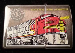 lot 61114 image: 1998 Lionel Trains Santa Fe F3 Diesel Locomotive Zippo lighter