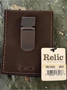 lot 61117 image: Relic Dark Brown Leather Money Clip Wallet