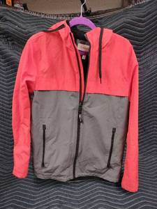 lot 1038 image: Calvin Klein colorblock hooded windbreaker - OrangeGrey - M