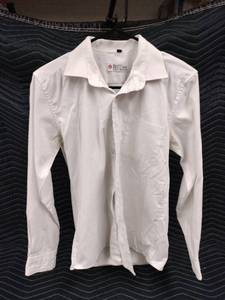 lot 1052 image: Recardo Bellini slim-fit solid white long-sleeve dress shirt - S